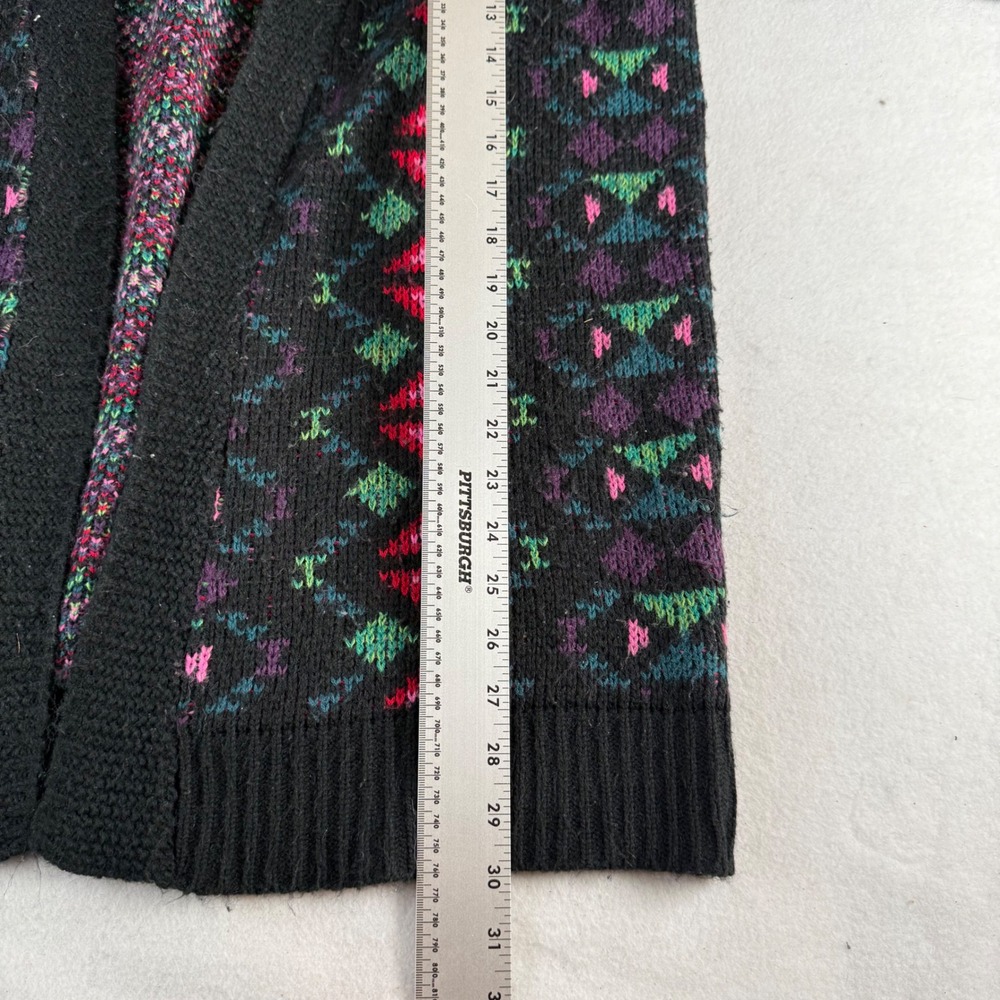 Ecote Urban Outfitters Womens M Black Geometric Fair Isle Open Front Cardigan - Picture 6 of 6